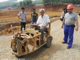 六旬老人自制木頭三輪車接送雙胞胎孫子